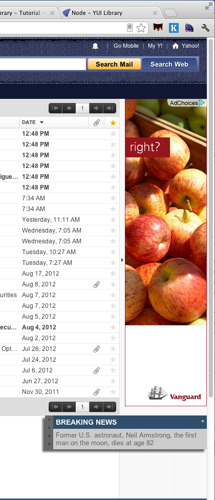breaking news widget in open state
