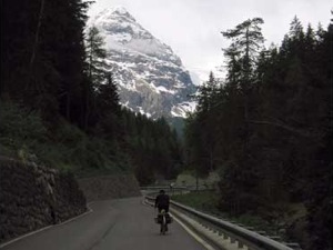 Sarah on the way up Passo Stelvio